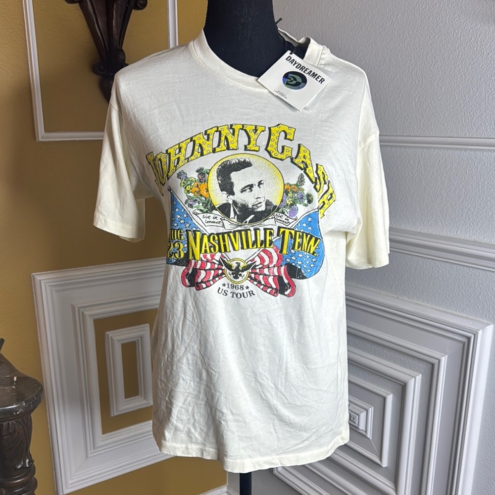 Johnny Cash Daydreamer Vintage Graphic Cream T-Shirt
